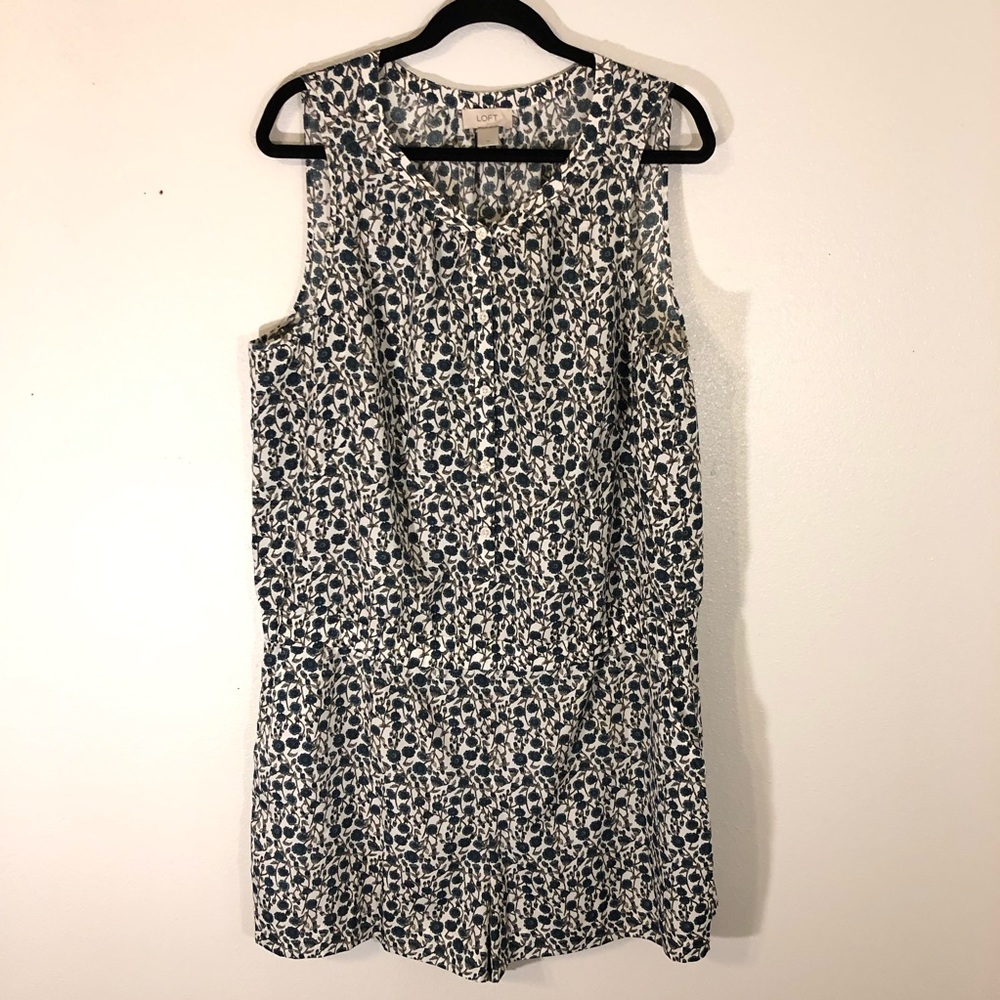 Ann Taylor Loft Teal Floral Romper Size 16
